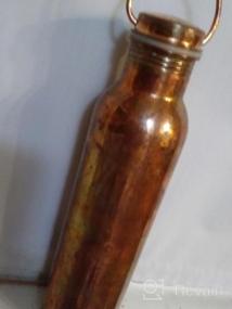 img 6 attached to Аюрведическая бесшовная герметичная бутылка для воды 1000 мл из чистой меди с ручкой для переноски