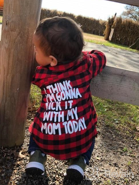 img 1 attached to Adorable Kids Baby Letters Print Long Sleeve Button Down Red Plaid Flannel Shirt - Perfect for Little Boys and Girls! review by Justin Ritter