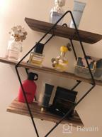 img 1 attached to Rustic Farmhouse Decor 3 Tier Floating Shelves - Round Wood & Metal Hanging Circle Shelf, Geometric Circular Tiered Wall Shelf review by Riley Skeet