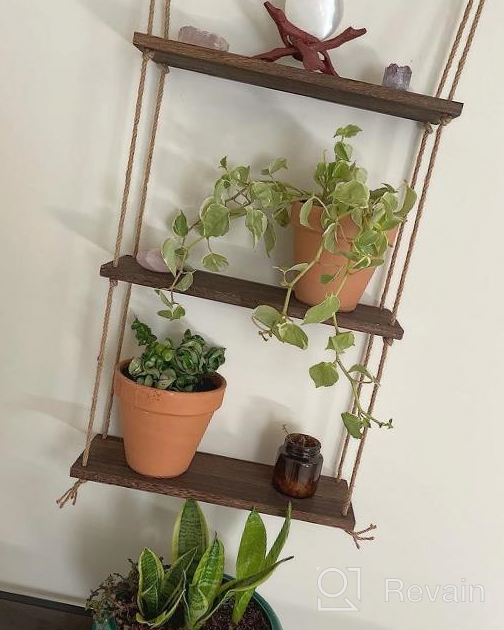 img 1 attached to 3 Tier White Wood Floating Shelves With Rope - Rustic Home Decor For Kitchen, Bathroom & Bedroom review by Serotonin Collazo