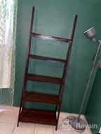 img 1 attached to Amazon Basics Modern 5-Tier Ladder Bookshelf Organizer, Solid Rubberwood Frame - Espresso Finish review by Jay Sterns