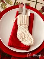img 1 attached to 12-Pack Of LimBridge Christmas Mini Stockings: 7 Inch Rustic Knit Decorations In Cream And Burgundy, Perfect As Goodie Bags For Family And Friends review by Lauren Perry