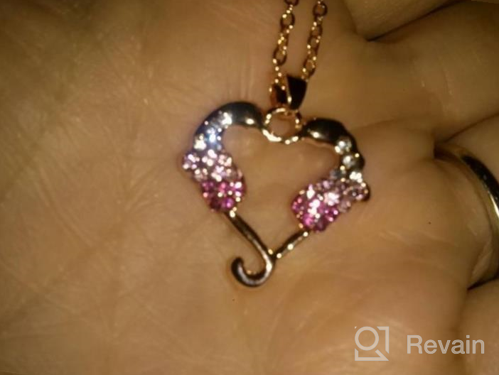 img 1 attached to 🦄 Exquisite Girl's Seahorse 18K Rose Gold Heart Pendant: Pink & White Crystals in Shell Box, 18" Chain - With Inspirational Bookmark! review by Ben Swett