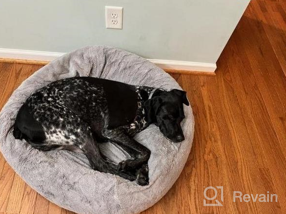 img 1 attached to Large Gray Faux Fur Donut Dog Bed Replacement Cover - Ultra Calming By Furhaven Plush! review by Carl Lee