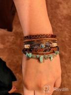 img 1 attached to GelConnie Leather Cuff Bracelet: Feather Multi Strand Boho Turquoise Wrap For Women & Girls Gifts review by Alina Manley