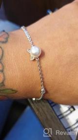 img 7 attached to 💎 Infinite U Simulated Pearl Bracelet - 925 Sterling Silver, 6"+1" Extender - Charm Bracelets for Girls and Women