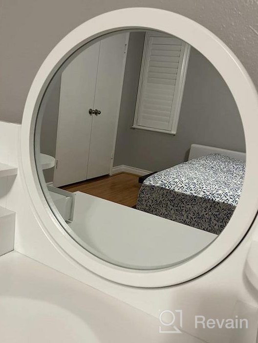 img 1 attached to White Vanity Set For Women And Girls - 4 Drawers And 4 Shelves For Storage, 360° Pivoted Round Mirror, Makeup Organizers, Cushioned Stool - Ideal Dressing Table With Mirror For Makeup (CHARMAID) review by Justin Reese