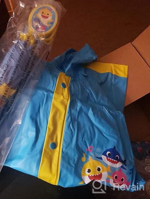 img 1 attached to 🦈 Baby Shark Nickelodeon Kids Umbrella and Slicker Set, Rain Wear for Toddler Boys Ages 2-5 review by Justin Ewing