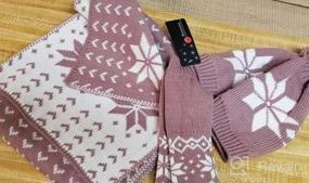 img 5 attached to Женский зимний комплект: теплая вязаная шапка-снежинка, перчатки и шарф для холодной погоды