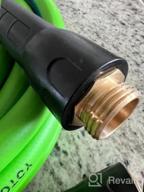 img 1 attached to 5/8" X 10' Garden Hose - Heavy Duty Hybrid, Kink Resistant, All-Weather Flexible With Swivel Grip Handle & 3/4" GHT Brass Fittings (Green + Blue) review by Alexandra Griego
