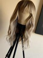 img 1 attached to Ombre Blonde Wig For Women 22 Inch Dark Roots Curly Wavy Full Synthetic Hair Extensions Natural Look Middle Parting Daily Party Wear review by Curtis Thilges