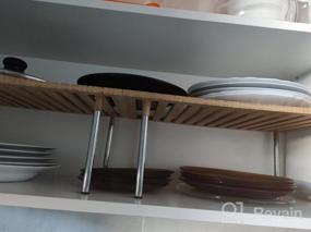 img 6 attached to Кухонная полка для хранения из органического бамбука - органайзер для шкафа, кладовой и столешницы - штабелируемая, 2 упаковки - коричневый