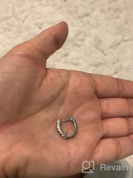 img 1 attached to 💎 Sleek 15mm Sterling Silver Prong-set Gemstone Oval Huggie Hoop Earrings review by Eduardo Murillo