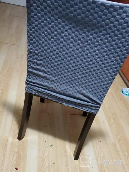 img 1 attached to Black Checkered Dining Chair Slipcover Set Of 2 - Stretch Furniture Protector For Parsons Chairs In Dining Room, Restaurant, Kitchen, Parties By YEMYHOM review by Linda Lewis