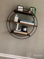 img 1 attached to Rustic Farmhouse Decor 3 Tier Floating Shelves - Round Wood & Metal Hanging Circle Shelf, Geometric Circular Tiered Wall Shelf review by Gregory Abercrombie