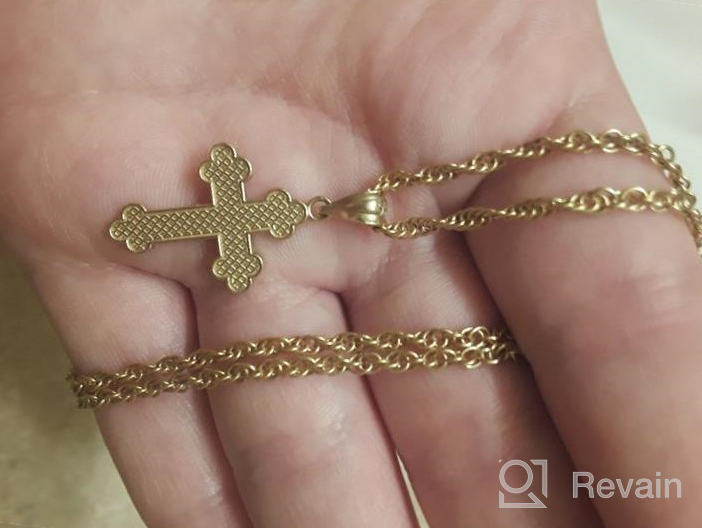 img 1 attached to 🌟 Exquisite 10k Gold Eastern Orthodox Cross Charm Pendant - Certified Authentic (Yellow-Gold) review by Chris Lentz