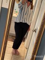 img 1 attached to Women'S V-Neck Striped Blouse With Roll Up Sleeves And Button Down Front review by Raymond Wade