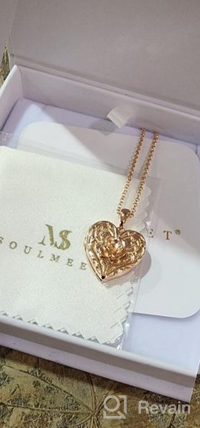 img 1 attached to Soulmeet Sunflower Rose Heart Locket Necklace - Personalized Sterling Silver/Gold Custom Jewelry That Keeps Loved Ones Close with Pictures review by Tim Roby