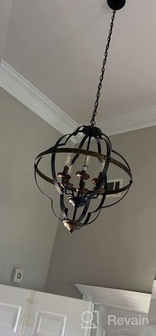 img 1 attached to Rustic Vintage Metal Chandelier: TZOE Orb 6-Light Adjustable Height UL Listed For Foyer, Dining Room, Bedroom & Kitchen review by Sam Dhungana