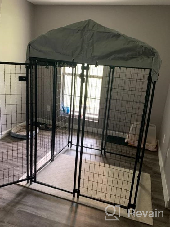 img 1 attached to Pawhut Large Outdoor Dog Kennel With Steel Fence, UV-Resistant Oxford Cloth Roof, And Secure Lock - 8' X 4' X 6' review by Chris Worlds