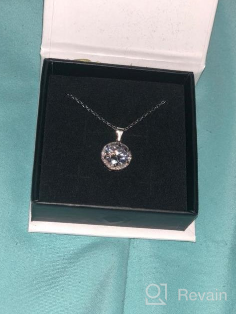 img 1 attached to 🤩 Stunning Cate & Chloe Sophia Silver Halo Pendant Necklace - 18k White Gold Plated Circle Design with Solitaire Cubic Zirconia Diamond Cluster - Perfect for Weddings and Anniversaries! review by Ellen Chase