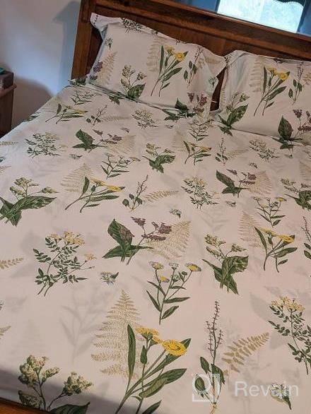 img 1 attached to FADFAY Twin XL Bed Sheet Set: Green Floral Cotton Bedding With Lavender, Daisy, And Yellow Flower Accents - 4-Piece Deep Pocket Fitted Sheet Set Perfect For Dorm Rooms review by Lauren Negron