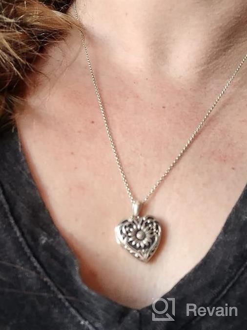 img 1 attached to Soulmeet Sunflower Locket Necklace - Heart Shape With Picture Holder, Customizable Sterling Silver/Gold Jewelry For Personalization, Keep Your Loved Ones Close review by Kris Feezy