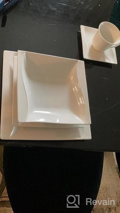 img 1 attached to MALACASA Ivory White Dinnerware Set, 30-Piece Porcelain Dishes Dinnerware Sets, Square Dinner Set With Plates And Bowls For Salad Dessert And Soup, Cups And Saucers Set, Dish Set For 6, Series Joesfa review by Michelle Sun