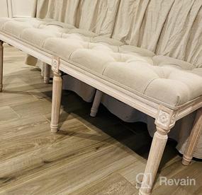 img 7 attached to Kmax Tufted Entryway Bench, Upholstered Rustic Ottoman Bench, 31.5" X 15.75" X 15.7" Beige