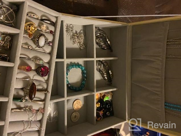 img 1 attached to Lockable Cream White 3-Layer Jewelry Box With Drawer For Women - Perfect Organizer For Earrings, Rings, Necklaces, Sunglasses And More By Misaya review by Jeff Olson