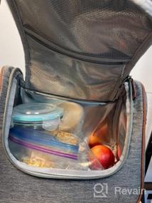 img 7 attached to Burning HOMESPON Термоизольированная сумка для обеда модного дизайна, кухонный холодильник с многоразовым контейнером для обеда, с плечевым ремнем для работы, пикника или путешествия (геометрическая зелень)