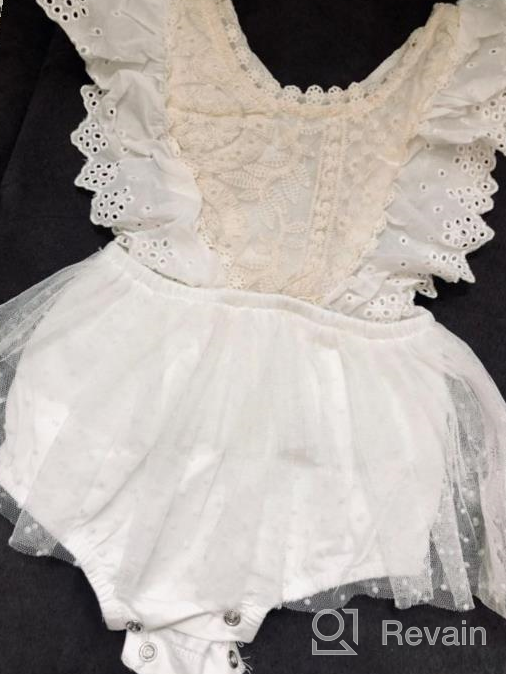 img 1 attached to Adorable Butterfly Sleeve Romper For Infant Baby Girls With Ruffle Lace, Tutu Dress Jumpsuit, And Princess Outfit By Kayotuas review by Stanley Redline