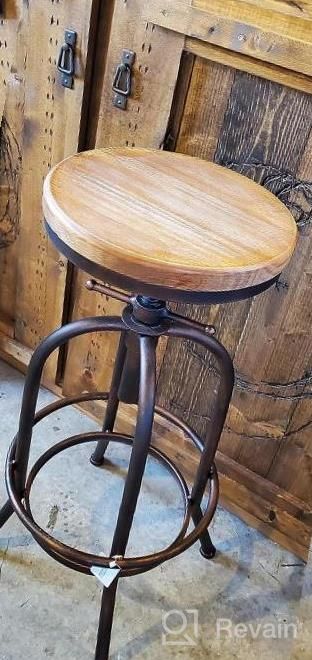 img 1 attached to Set Of 2 Vintage Industrial Bar Stools - Metal And Wood Swivel - Adjustable Height - Fully Welded - Perfect For Pub And Kitchen review by Alisha Powell