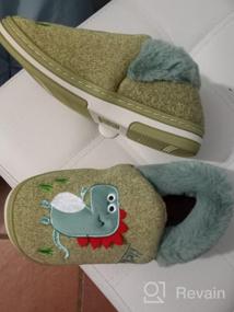 img 5 attached to 🦕 Dinosaur Cotton Knit House Slippers for Little Kids - Warm and Cozy, Cute Cartoon Plush Non-Slip Winter House Shoes