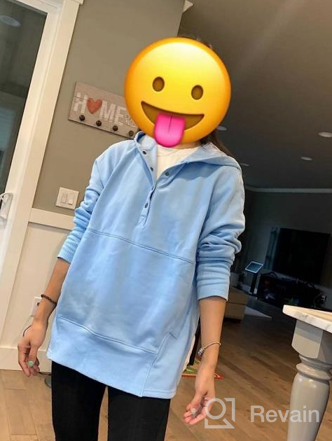 img 1 attached to Women'S Casual Loose Hoodies With Long Sleeves, Button Closure, And Pocket - Oversized Sweatshirts By ROSKIKI review by Mike Stevenson