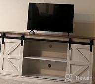img 1 attached to JUMMICO Farmhouse TV Stand For 65 Inch TVs, Mid Century Modern Entertainment Center For Living Room Bedroom, Television Console Table With Sliding Barn Doors And Storage Cabinets (Sepia) review by Andre Parsons