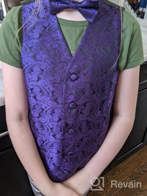 img 1 attached to 🌸 Premium Boys Classic Paisley Bow Tie and Suit Vest Set by Alizeal review by Bob Roberts