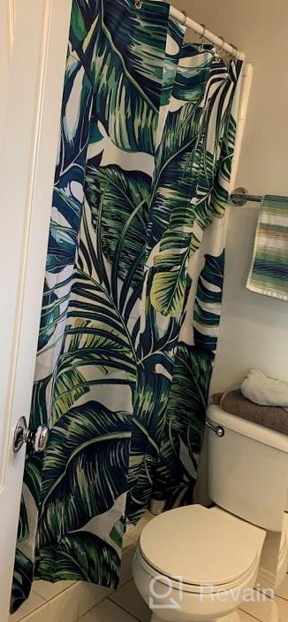 img 1 attached to LIVILAN Tropical Shower Curtain, Green Shower Curtain, Plant Shower Curtain, Leaf Shower Curtain, Botanical Shower Curtain Set With 12 Hooks, 72X84 Inches, Jungle Bathroom Decor review by Benjie Swindler