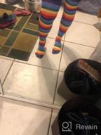 img 1 attached to Womens Rainbow Socks Striped Knee High Socks Arm Warmer Fingerless Gloves Set review by Aaron Hawk