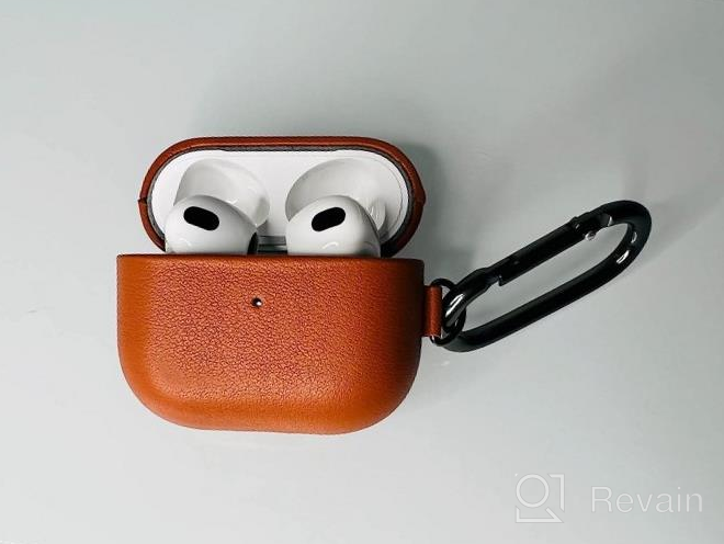 img 1 attached to Leather AirPods 3 Case Cover With Clip - Lopie Handmade Fully-Wrapped Portable Protective Case Compatible With Apple AirPods 3Rd Generation (Light Brown) review by Gerald Hill
