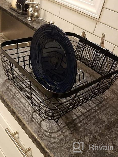 img 1 attached to Efficient And Stylish Dish Drying Rack With Silverware Holder - TQVAI Kitchen Organizer review by Gary Hall