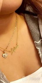 img 8 attached to Custom Name Necklace Personalized, 14K Gold Plated Stainless Steel Name Plate Necklace for Women, Men, Girls - Gold, Rose Gold, Silver Color - Customized Name Word Necklace - MONOOC
