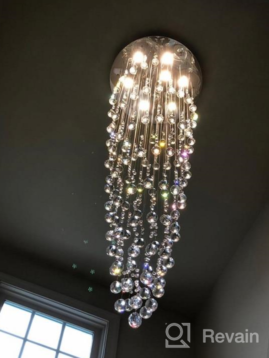 img 1 attached to SM Saint Mossi Modern K9 Crystal Spral Raindrop Chandelier Lighting Flush Mount Crystal Chandeliers, Crystal Light Fixture, 8 GU10 Bulbs Required D24 X H69 review by Matt Watkins