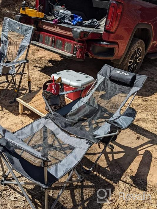 img 1 attached to 🏕️ XGEAR 2-in-1 Camping Chair with Footrest Recliner and Foldable Chaise Lounge (Convertible Footrest to Side Table) Extra Stable, Perfect for Beach, Fishing, Picnics, Hiking review by Joey Quade