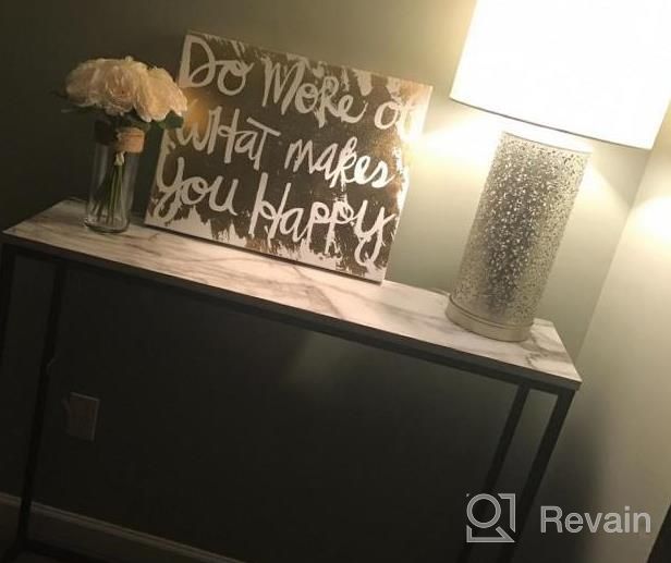 img 1 attached to Modern White Marble Console Table With Gunmetal Frame - Perfect For Entryway/Hallway/Foyer/Enterance & Living Room! review by Devin Jenkins