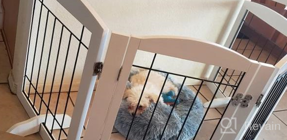 img 1 attached to PAWLAND Freestanding Dog Gate With Door: The Ultimate Solution For 80-Inch Wide Spaces, Stairs, And Doorways review by Jason Elliss