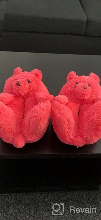 img 1 attached to 🐻 DreamQi Teddy Bear Slippers for Kids: Soft, Anti-Slip Plush Animal House Shoes for Warm and Cozy Toddler Feet review by Cesar Rios