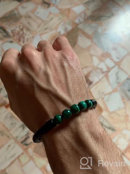 img 1 attached to FANCIME Men's Leather Beaded Bracelet | Braided Wrap Cuff with Stainless Steel Magnetic Clasp - Perfect Men's Gift for Father's Day & Beyond review by Tony Dago