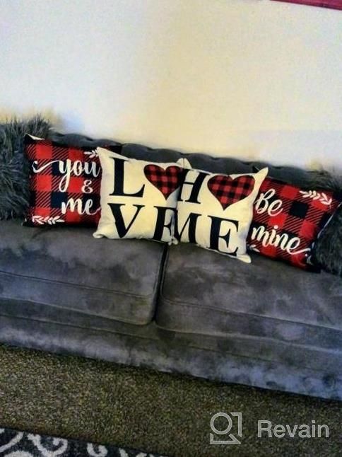 img 1 attached to Cozy Up With AVOIN'S Set Of 4 Valentine'S Day Buffalo Plaid Pillow Covers - Perfect For Any Holiday, Wedding Or Anniversary! review by Jake Yap