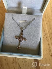 img 7 attached to 🕊️ FANCIME 925 Sterling Silver Pendant Necklace - White Gold and Rose Gold Plated Embossed Infinity Cross Crucifix with CZ Stone - Delicate and Dainty Fine Jewelry for Women and Girls - Available in 16+2" and 18" Length